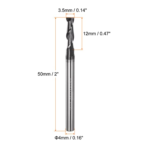 Image of HARFINGTON Square End Mill 3.5mm x 12mm Cutting 4mm Shank Micro Grain Solid Carbide AlTiN Coated 2 Flutes Milling Bit Cutter for Alloy Hardened Steel Aluminum