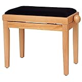 Classic Cantabile Pianobank Kirsche-matt (H&ouml;henverstellbar von 47-56cm, Spindelmechanik, Sitzfl&auml;che 55 x 32cm, schwarzer Velourbezug, stabil)