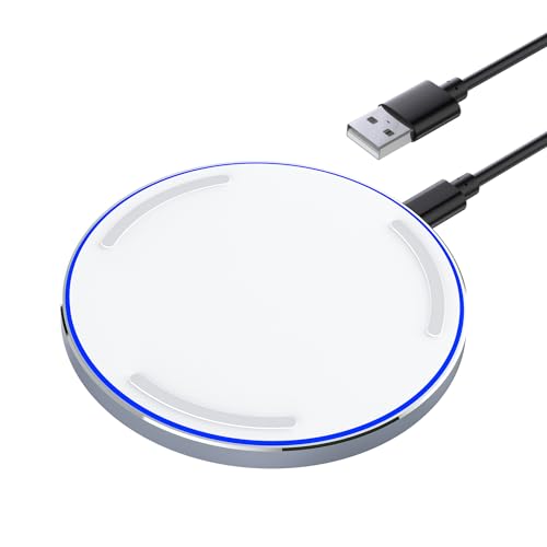 【Aggiornato】Tigratigro Caricatore Wireless 20W, Piastra di Ricarica Rapida Wireless Compatta e Antiscivolo, Stazione di Ricarica per iPhone e Samsung (DH16 - Bianco)