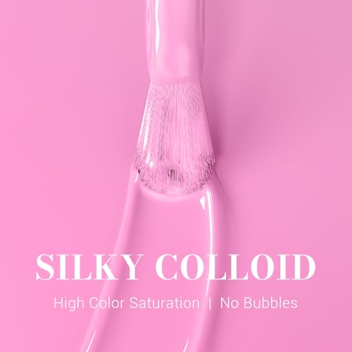 Image of MelodySusie Light Pink Gel Nail Polish,0.5fl oz Nails Soak Off UV LED Bright Pink Gel Polish Gift for Women Nail Art Manicure Salon DIY Nail Design Decoration at Home-1646