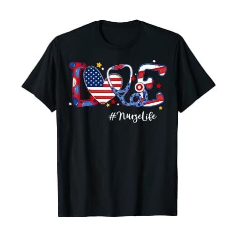 Love Patriotic Nurse Week America Flag Funny 4th Of July T-Shirt Cover