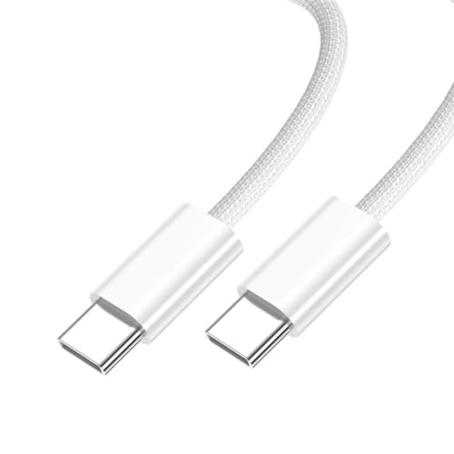 chenyang Câble USB C vers C en nylon tressé USB C PD 27 W 65 W 480 Mbps Câble de chargement de données blanc pour téléphone, tablette et ordinateur portable 1 m