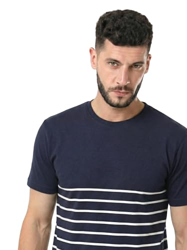 Image of fanideaz Mens Cotton Half Sleeve Striped Round Neck T Shirt
