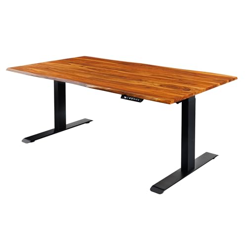 Riess Ambiente Höhenverstellbarer Schreibtisch Mammut - 140cm - Natur braun - Sheesham Massivholz Baumkante Handmade