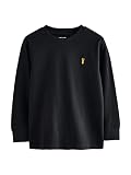 NEXT Jungen Bequemes Langarmshirt mit Hirsch-Logo Schwarz 104