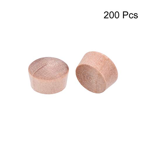 Image of uxcell Wood Button Top Plugs 3 /8 Inch Cherry Hardwood Furniture Plugs 7 /25 Inch Height 200 Pcs