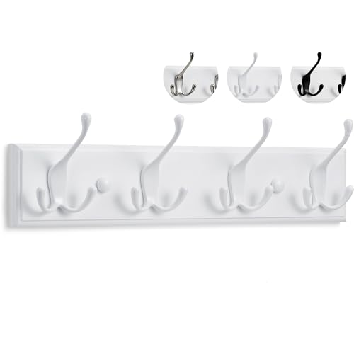 LARHN Garderobenhaken Weiß - Garderobenleiste Weiß mit 4 Haken - 42 cm -...