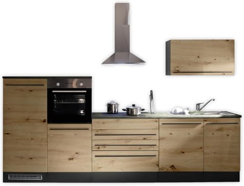 Jazz 4 Moderne Eckküche ohne Elektrogeräte in Anthrazit, Artisan Eiche Optik - Geräumige Küchenzeile in L-Form mit viel Stauraum - 320 x 200 x 60 cm (B/H/T)