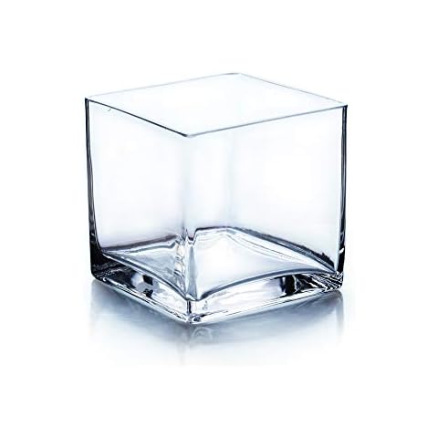 WGV Cube Glass Vase, Candle Holder, 5"x5"x5" Cover