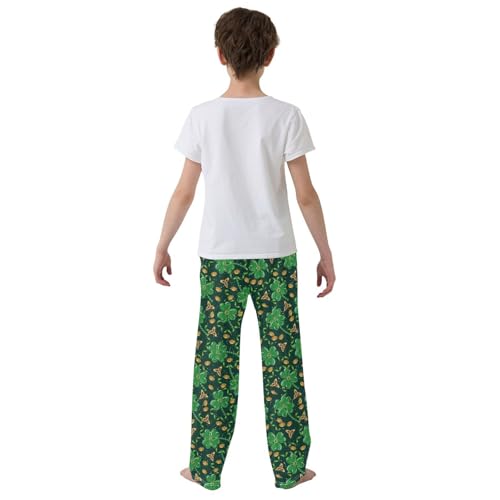 Clover Goldcoin Boys Long Pants Soft Trousers Elastic Waist Kids Lounge Bottoms with Pockets S-XL3