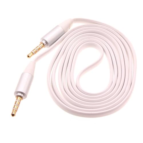 Cable Auxiliar 3.5mm con Conectores Macho Blanco plano miniatura 1