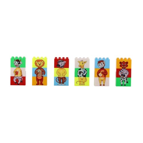 Image of Negi Play Blocks Mix & Match Animals for Kids 6 Buildale Animals Block Puzzles Includes Zebra, Bear, Giraffe, Monkey, and Cow Development of Brain Thinking Ability for Kids 18Pcs Building Block.