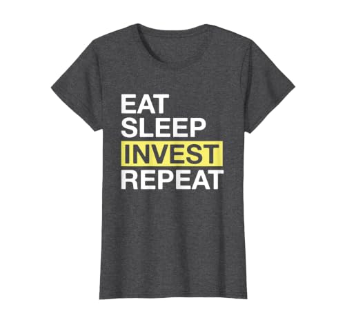 Investing Lover Eat Sleep Invest Repeat T-Shirt, Women, Dark Heather Grey, X-Small