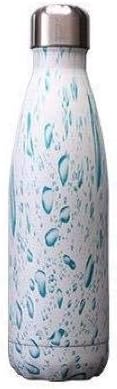 Boolavard Water Bottle Vacuum Insulated Stainless Steel Water Bottle BPA Free Metal Sports Bottle Double Wall Insulated Cold and Warm Drinks 17OZ / 500ML (Water Drops)