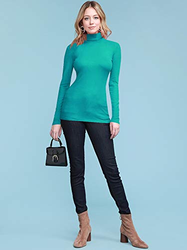 Image of Lock and Love Women's Turtleneck Top Lightweight Long Sleeve Slim Fit Pullover, Soft Rayon Stretch Layering Basic, S-3XL