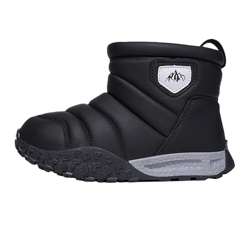Botas de nieve para niños y niñas, con forro polar de terciopelo, botines cálidos, antideslizantes, zapatos escolares para otoño e invierno, gris, 36 EU