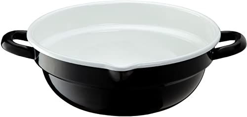 Takagi Metal HT-24BW Tempura Pot, Enamel, Induction Compatible, 9.4 inches (24 cm), Black, White