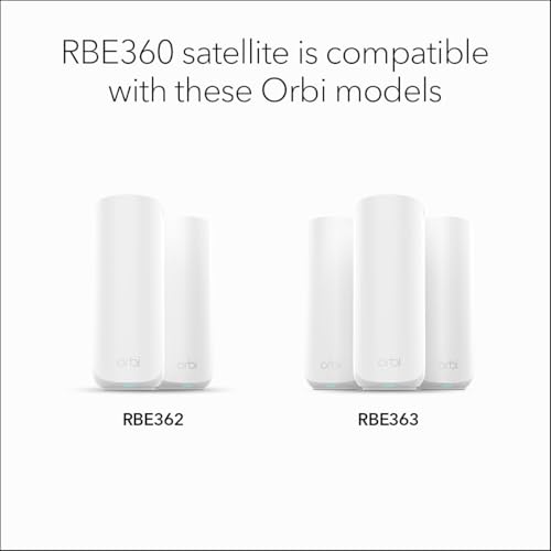 Image of NETGEAR Orbi 360 Series (RBE360) Dual-Band WiFi 7 Mesh Network Add-on Satellite - Works with Orbi RBE362, RBE363 Security Features, 5 Gbps, Adds Coverage up to 2,000 sq. ft., BE5000