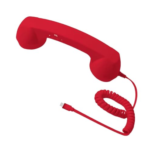 Image of Retro Phone Handset Phone Receiver for Mobile Meetings All Smartphones Black | Corded Telephones | Zoomela (Red)
