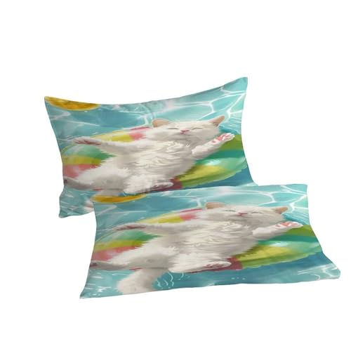 Housse de couette chat parure de lit 200x200 microfibre