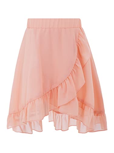 FEESHOW Girls Elastic Waistband Chiffon Wrap Tutu Skirts Kids Ruffle