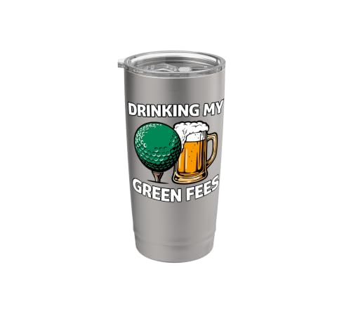 Golfer Drinking My Green Fees Beer Humor Gobelet isotherme en acier inoxydable double paroi