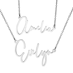 Two Different Names - Silver Modern Script Necklace