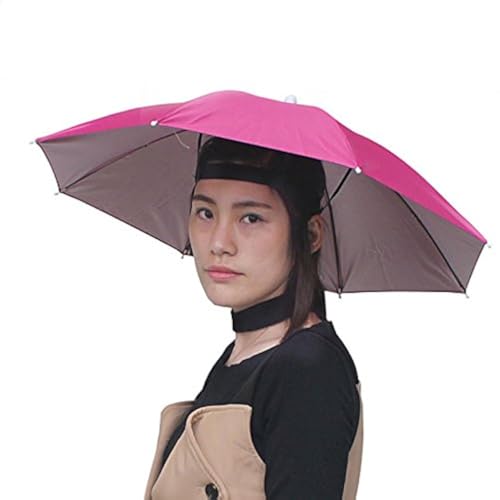 Image of UH26 Umbrella Hat, Colorful Folding Headwear 26 inch, Elastic Headband Sun Rain Umbrella Hat Cap for Party, Fishing and Gardening, Prefect for Kids