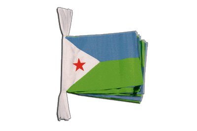 Guirlande drapeau Djibouti de longueur 5,9 mètres en tissu pour décoration suspendue