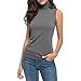 Women Sleeveless Thermal Tank Top Mock Turtleneck Winter Undershirt Casual Stretchy Fall Winter Basic Layer Tee Shirt Gray