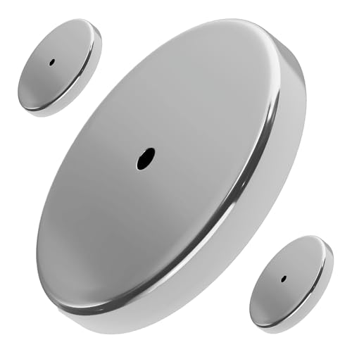 Image of Master Magnetics Ceramic Round Base Magnet Pack - Heavy-Duty Strong Magnets - 65 lb Pull Each - for Indoor and Outdoor Use - Nickel-Plated - 2.618 inch Diameter - 0.275 inch Hole - 0.375 inch Thick - 3-Pack