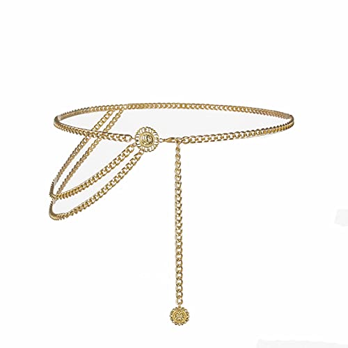 Gomerbesen Body Chain Belt for Woman Waist Chain Belt Alloy Waist Chain in Fashion (Sonnen gold) Cover