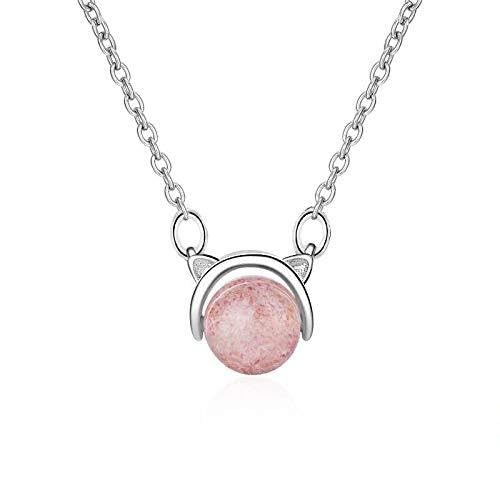 Pendentif cristal de fraise rose et argent 925 idéal pour sublimer vos tenues d'été