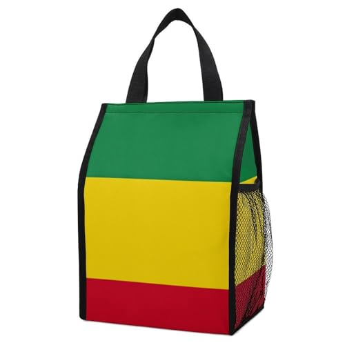 Anceky Bolsa isotérmica unisex para el almuerzo, con la bandera de Etiopía, reutilizable, a prueba de fugas y plegable, con bolsillos para uso diario en la oficina y picnics.
