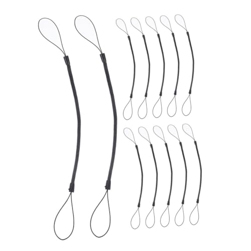 HOMSFOU Elastic Pen Lanyard 12 Pack Stylus Lanyard Cord Retractable Spring Rope for Tablets Smartphones Black