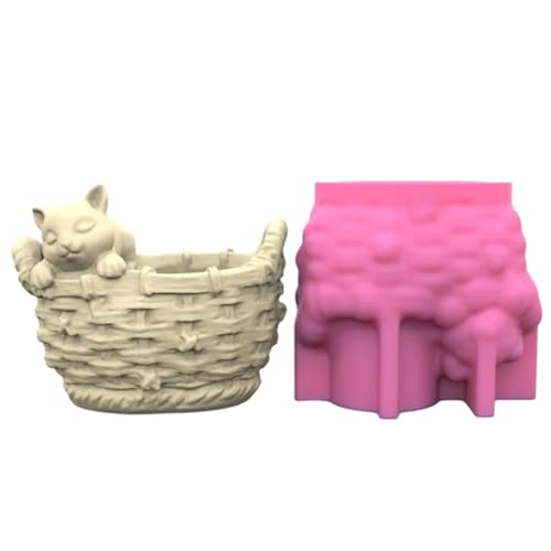 NINEXY Woven Flower Basket Flower Pot Silicone Mold Succulent Planter Vase Concrete Mold Candle Jar Plaster Epoxy Resin Cement Clay Mould