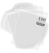 Golden State Art 100 Pack Clear Storage Bags, Acid-Free Clear Resealable Sleeves for 8.5x11 Mats,...