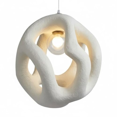Wabi Sabi Pendant Light, 17.7' Large Nordic Creative Hanging Lamp, White Hand-Sculpted...