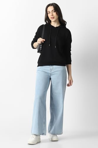 Image of Van Heusen Women's Hooded Solid Sweatshirt| Full Sleeve Ribbed Hem Casual winterwear