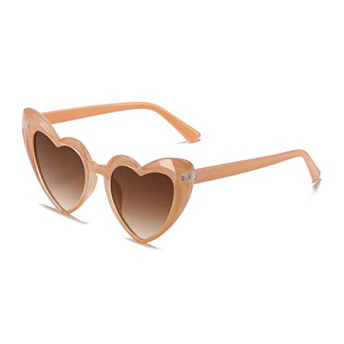YAMEIZE Vintage Love Heart Shape Sunglasses - Mod Style Cat Eye UV400 Protection Glasses for Women