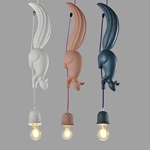 Suspension écureuil créative en résine d'art et éclairage LED chic