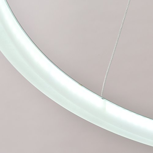 Unitary Brand Modern Nature White Led Acrylic Dining Room Kitchen Pendant Light Fixture Remote Control Included With 1 Ring Max 35W Chrome Finish 24 Inches Diameter #TOP5