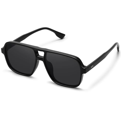 Classic Retro Aviator Sunglasses for Women Men Oversized Trendy Square Vintage Double Bridge Aviators Shades FZN8212