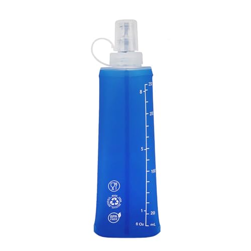 Garrafinha Dobrável Soft Flash 250ml Squeeze Corrida Bike Ciclismo Bico Anti Vazamento Com Tampa Proteção À Sujeiras Hidratação Reutilizável Livre de Bpa Para Todos Os Esportes Federal's Store (Azul)