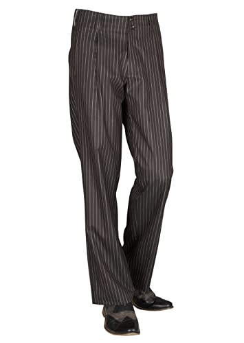 Pantalon plissé à rayures marron chocolat et blanc style années 50 pour homme