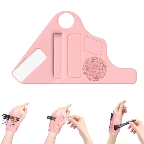MAYCREATE® Makeup Brush Holder Mixing Palette, Built in Brush Slots, Multifunctional Handwear Makeup Artist Tool for Holding Brushes, Cleaning Brushes, Mixing Foundation