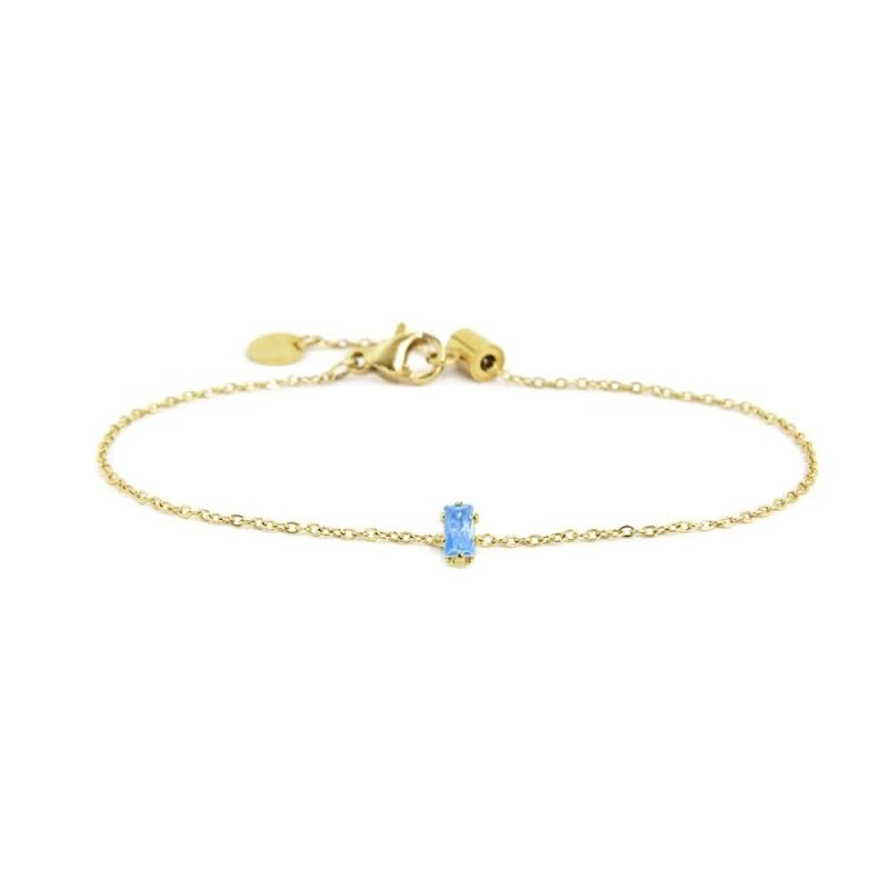 Bracelet Marlù 2BR0100G-AM en acier doré de haute qualité et pierre d'eau de mer précieuse