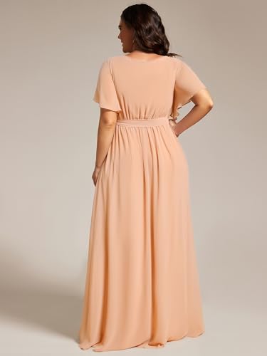 Image of Ever-Pretty Plus Women's Chiffon Bridesmaid Dress A-Line Empire Waist Floor Length Plus Size Formal Wedding Guest Dresses