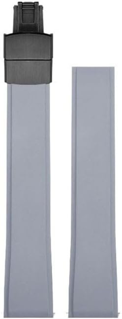 Quick Release Fluororubber Watch Strap for Longines HydroConquest - Gray Replacement Band with Stainless Steel Folding Buckle