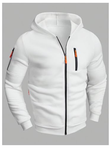MakeMeChic Men's Zip Up Sports Hoodie Tops Long Sleeve Plain Athletic Sweatshirts3